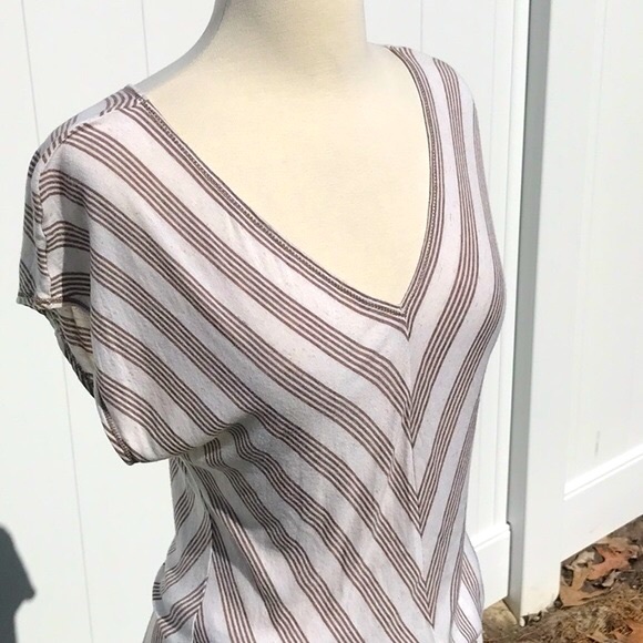Max Edition V-Neck Cap Sleeve Striped Drawstring Elastic Waist Dress Size Medium - Picture 4 of 14